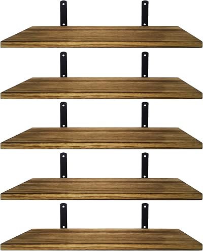 Mardili Shelves Wood Wall Mounted Shelf Rustic Set of 5 Light Brown 16.5