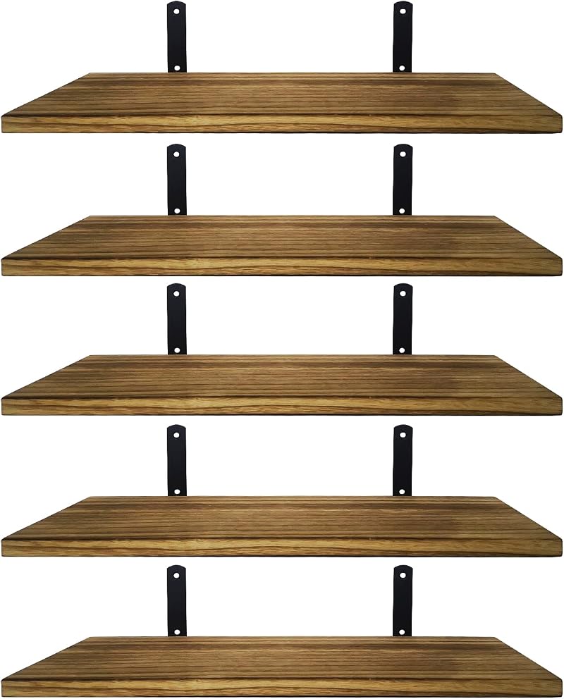 Mardili Shelves Wood Wall Mounted Shelf Rustic Set of 5 Light Brown 16.5