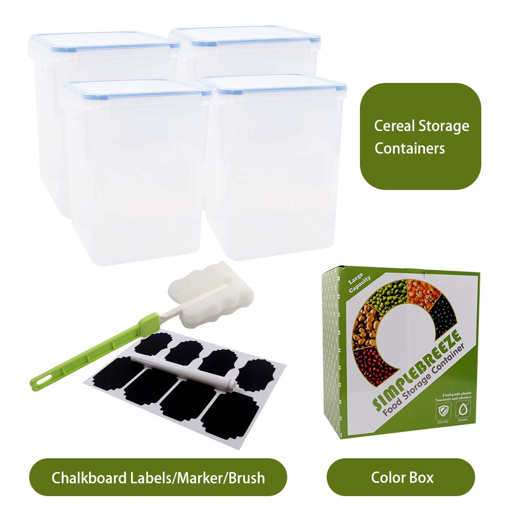 Simplebreeze 4 recipientes de plástico para almacenamiento de cereales