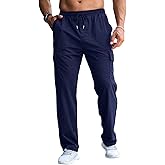 CTU Mens Fashion Baggy Sweatpants Lightweight Workout Cargo Sweatpants Athletic Pants Open Bottom Joggers with Pockets