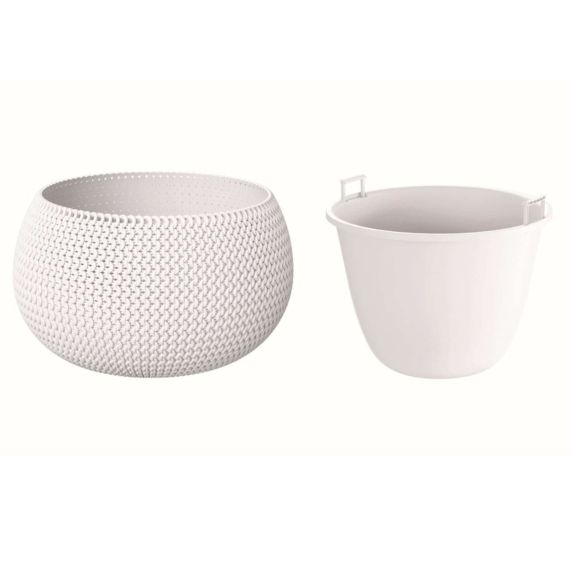 Prosperplast Round Pot with Splofy Bowl in White Plastic (L) x 23.9 (W) x 16.1 (H) cm