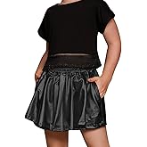 Perfashion Girls' Metallic Skorts Sparkly Shorts Shiny Dance Skirt with Pockets 4-13 Years
