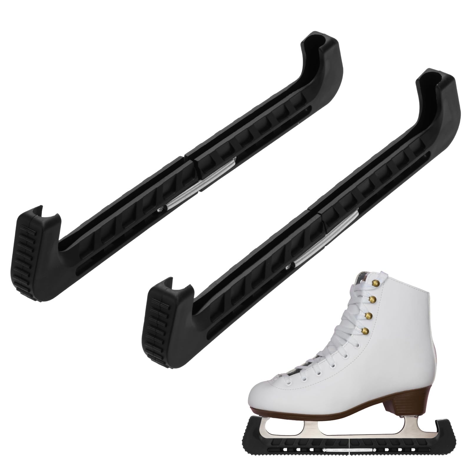 Photo 1 of Easecos 2 Pcs Ice Skate Guards Adjustable Figure Skating Guards Universal Hockey Shoe Blade Covers Anti-Slip Blade Walking Protector Ice Skating Accessories, Fit for 7.5-14 Inch Blades (Black)