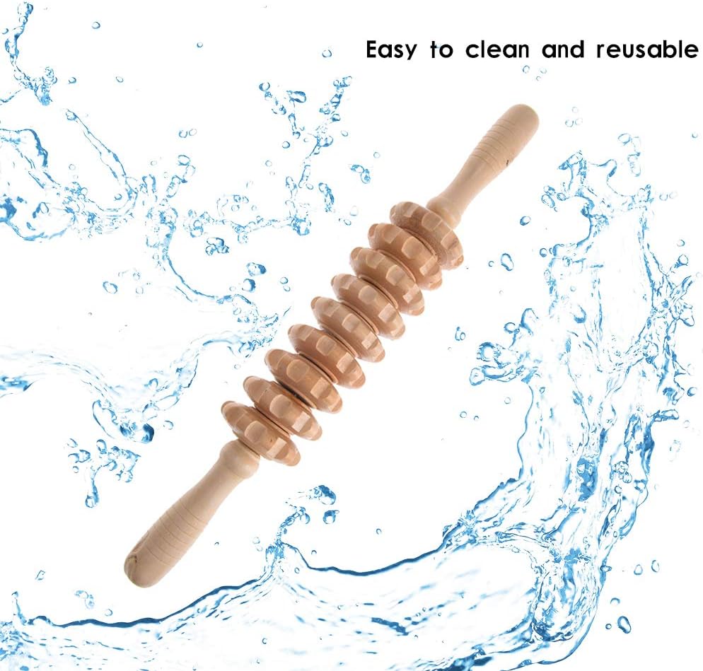 Liitrton Manual Wooden Fascia Massage Roller Trigger Points for Release Cellulite Sore Muscle Blasting (White): Health & Personal Care