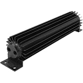 Aramox 12in Dual Channel Cooler Aluminum Finned Anodize Dual Pass Heat Sink Universal Trans Cooler Fit for Car Truck (Black)
