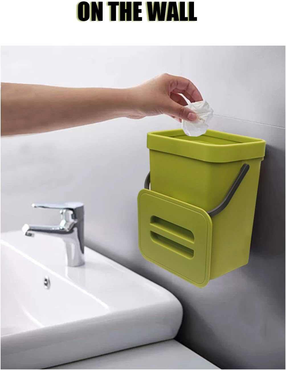 Gereen 1.3 Gallon Compost Bin, 2 Pack Compost Bucket Small Trash Can Wastebasket with Lid for Kitchen Countertop Under Sink (Green): Kitchen & Dining