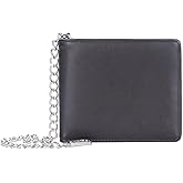 PINKPIN Mens Wallet with Chain, PU Leather Card Wallet Anti-Theft Short Wallet Chain for Biker, Motorcycle (Brown)