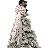 Hat Bow Christmas Tree Topper Lengthened Tail Ribbon Large Black Velvet Bowler Derby Hat Xmas Great for Christmas Tree Indoor