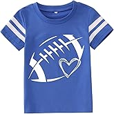 CM C&M WODRO Toddler Boy Girl Football T-Shirt Funny Football Heart Shirt Short Sleeve Kid Game Day Outfit Sport Fans Tee Top