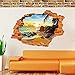 LRRH 3D Beautiful and Peaceful Sunset Beach Scenery Removable Wall Art Sticker Decal Home Décor