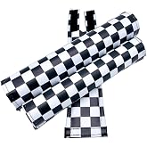 Classic Checkers BMX Pad Sets - Extra Wide Bar Pad (for Cruiser Style Handlebars) Black and White 1.5" top Tube Diameter