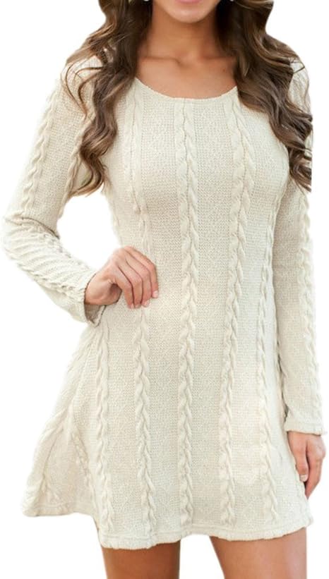 Robe tricoté - Manches longues - Haut croisé grand col V