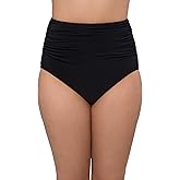 Trimshaper Womens Shirred High Waist Tummy Control Swim Brief