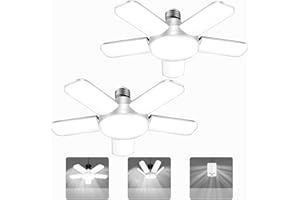 Kofarrten LED Garage Lights, 80W LED Garage Ceiling Lights with 5 Deformable Panels, 8000LM LED Shop Lights for Garages E26/E