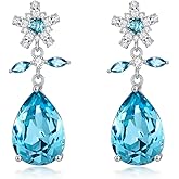 925 Sterling Silver Colorful Gemstones Chandelier Teardrop Stud Dangle Earrings Statement Flower Dangling Earrings for Women Party Prom