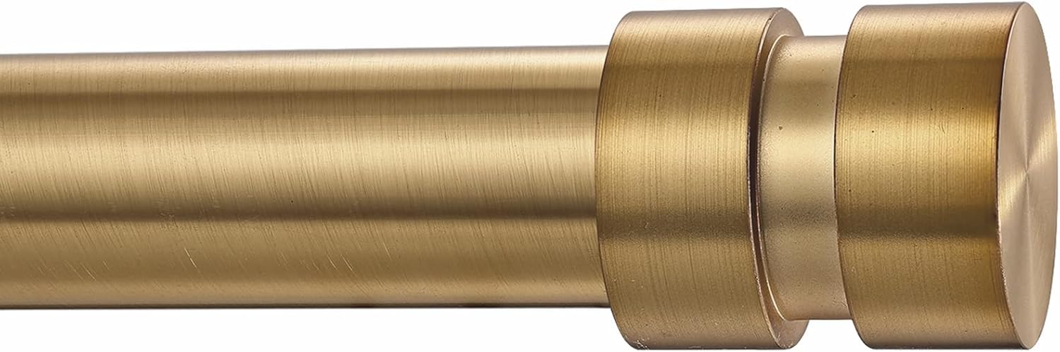 Window Treatment Hardware - BRIOFOX Gold Curtain Rods-1 inch Modern Window Curtain Rod for Windows 72 to 144 inch, With Decorative End Cap Finials Drapery Rods