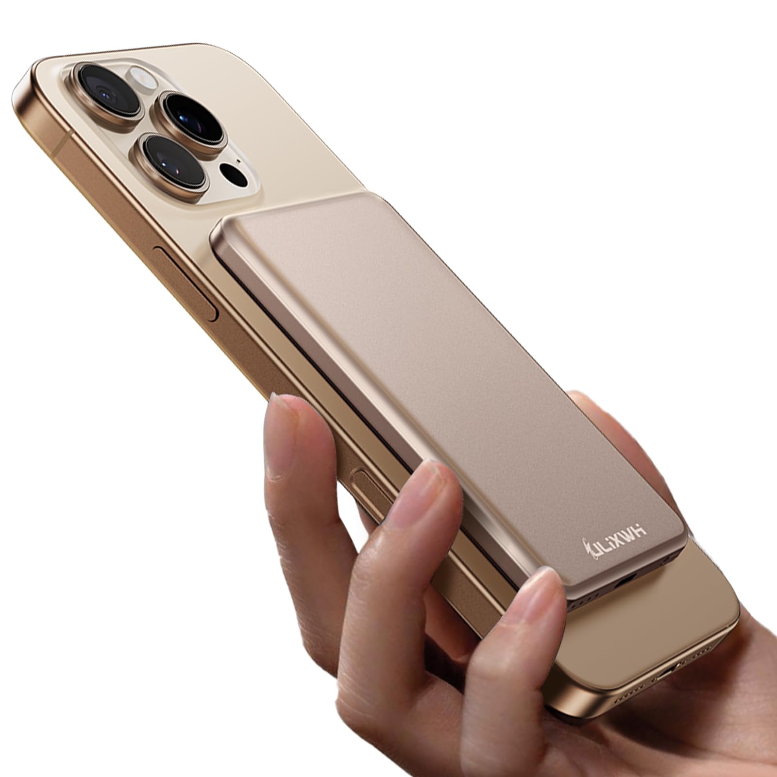 Photo 1 of ULiXWH Magsafe Portable Charger for iPhone, 2025 Upgrade 5000mAh Fast Charging Magnetic Power Bank for iPhone 16 15 Pro Max 14 13 12, Desert Gold