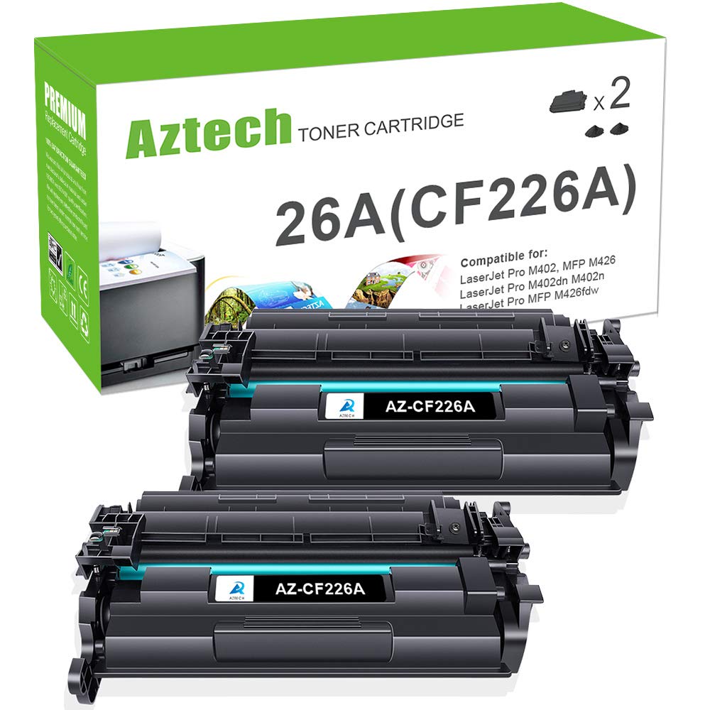 Aztech Compatible Toner Cartridge Replacement for HP 26A CF226A 26X CF226X Laserjet Pro M402dn M402n M402dw Laserjet Pro MFP M426fdw M426fdn M426dw (Black, 2-Pack)