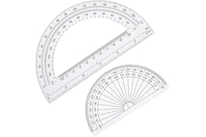 2 Pieces Plastic Protractor 180 Degree, 4 Inch and 6 Inch, Clear Color for Office, School