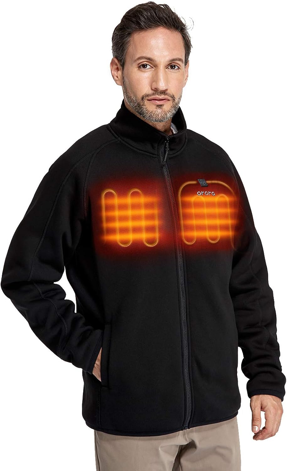 ORORO 2021 Men's Heated Fleece Jacket Full Zip with Battery Pack at