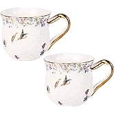 KAMMAK Coffee Mugs Ceramic Novelty Cups 16oz Porcelain Tea Cups Set of 2 Large Cappuccino Mugs with Handle Espresso Mug for Hot Cocoa, Latte, Breakfast Cereal, Americano (Colorful)