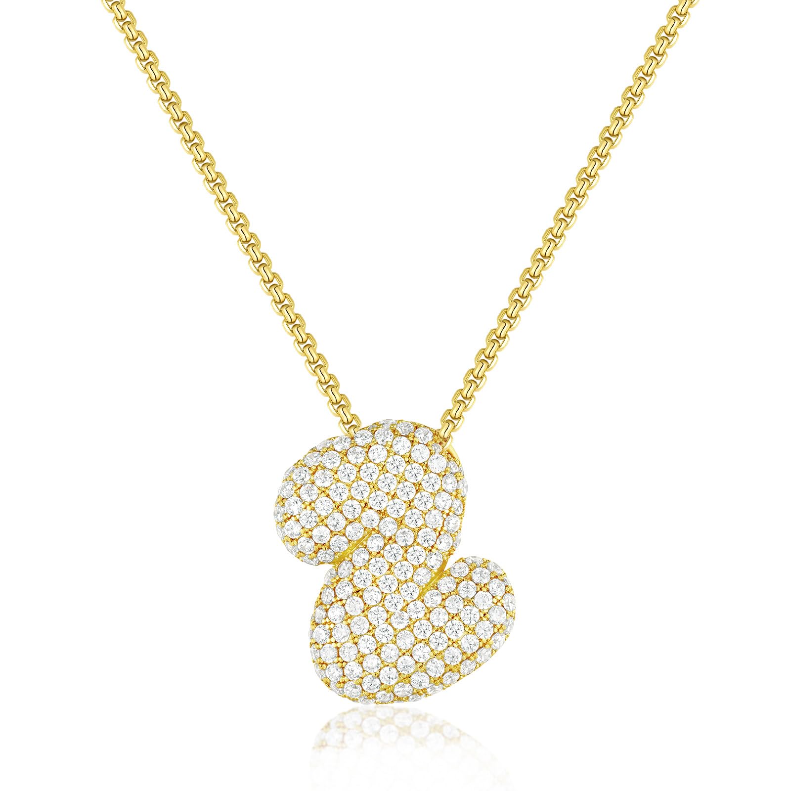 KissYan Bubble Letter Necklace, 14K Gold Plated