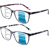 COJWIS Progressive Multifocus Reading Glasses Blue Light Blocking,Spring Hinge Readers for Women Men (Multicolor, 2.75, multiplier_x)