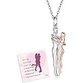 zaxsj Hug Necklace for Women 925 Sterling Silver Man and Woman Hugging Necklace Couples Jewelry Valentine's Day Gift Necklaces for Wife Girlfriend