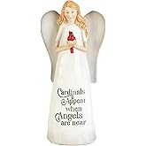 Dicksons Cardinal Birds Appear Angel Near Red 6 inch Resin Table Top Figurine
