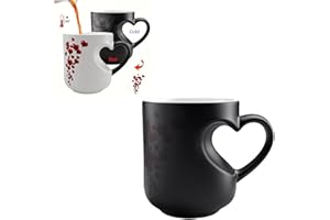 Heart Shaped Color Changing Mug | Heat-Activated Ceramic Cup Reveals Hidden Design with Hot Drink | for Couples, Valentine‘s 
