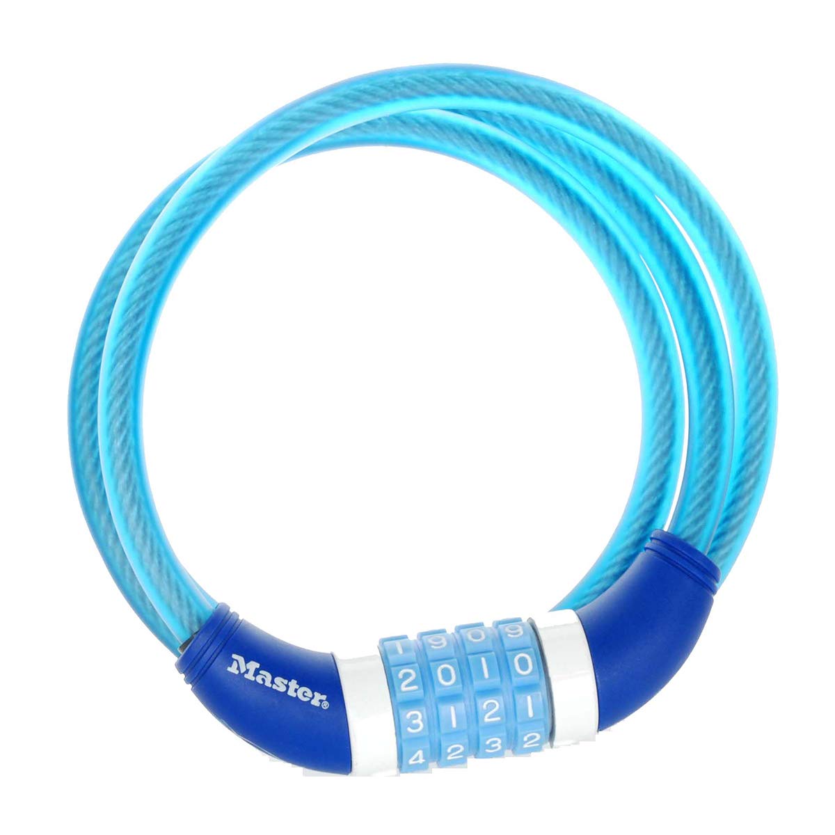 MASTER LOCK Bike Cable Lock [Combination] [1.2 m Cable] [Outdoor] [Blue] 8231EURDPRO - Ideal for Bike, Electric Bike, Skateboards, Strollers, Lawnmowers and Other Outdoor Equipment