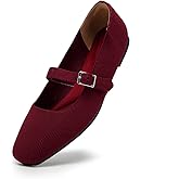 Deehuion Mary Jane Women Flat Square Toe Ballet Flats Women Comfortable for Dressy Ankle Strap Casual Slip On Work Shoes Washable