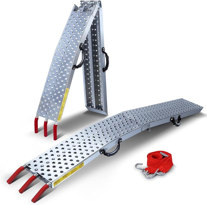 VOUNOT Loading Ramps Heavy Duty Foldable 400 kg Max Galvanized Non-Slip