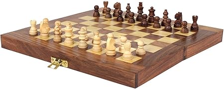 Craft Kings Wooden Handmade Standard Classic Chess Board Game Small Chess Pieces Foldable Size 8 Inches (Non-Magnetic)