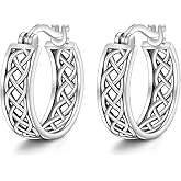 Celtic Earrings 925 Sterling Silver Celtic Knot Earrings for Women Hoop Luck Irish Celtics Jewelry Infinity Birthday Gift