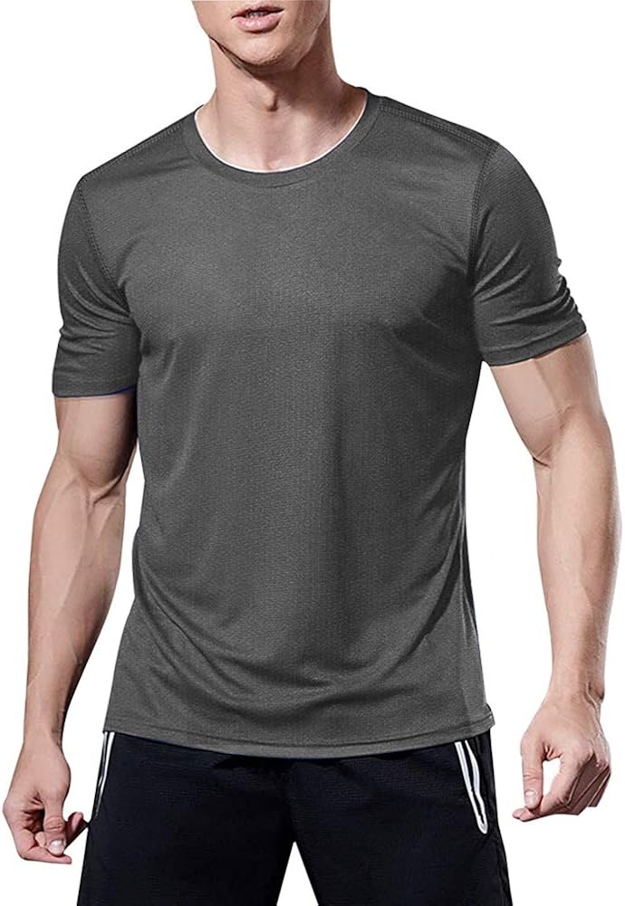 MeetHoo Men’s Athletic T Shirts, Quick Dry Workout Short Sleeve Shirt Gym Tops for Sport Running: Clothing