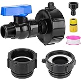 WADEO 330 275 Gallon IBC Tote Fittings, 3 Sizes IBC Tote Hose Adapter, 2.44" Fine, 2" Fine and 2" Coarse Thread, 3/4" Garden 