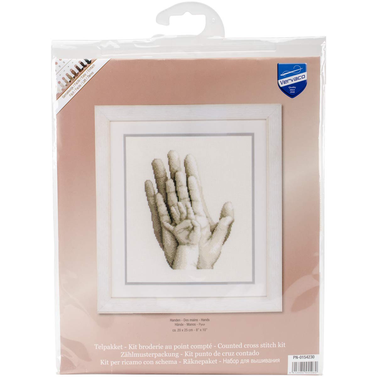 Vervaco Counted Cross Stitch Kit: Hands, Acrylic, NA, 20 x 25cm