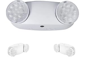 Acrebow Emergency Light White, Commercial Emergency Light with Battery Backup, Emergency Lighting FixtureTwo Head Adjustable LED Emergency Exit Light Remote Set- 1 Pack (Round Head)