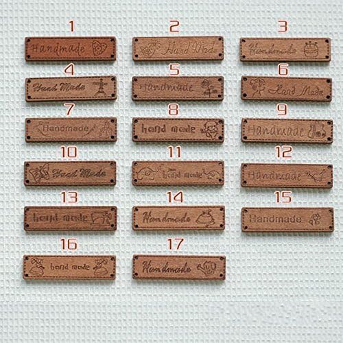 Wood Label Brown Ribbon Sewing Logo Tape Tag 50 Pcs, Handmade Sign