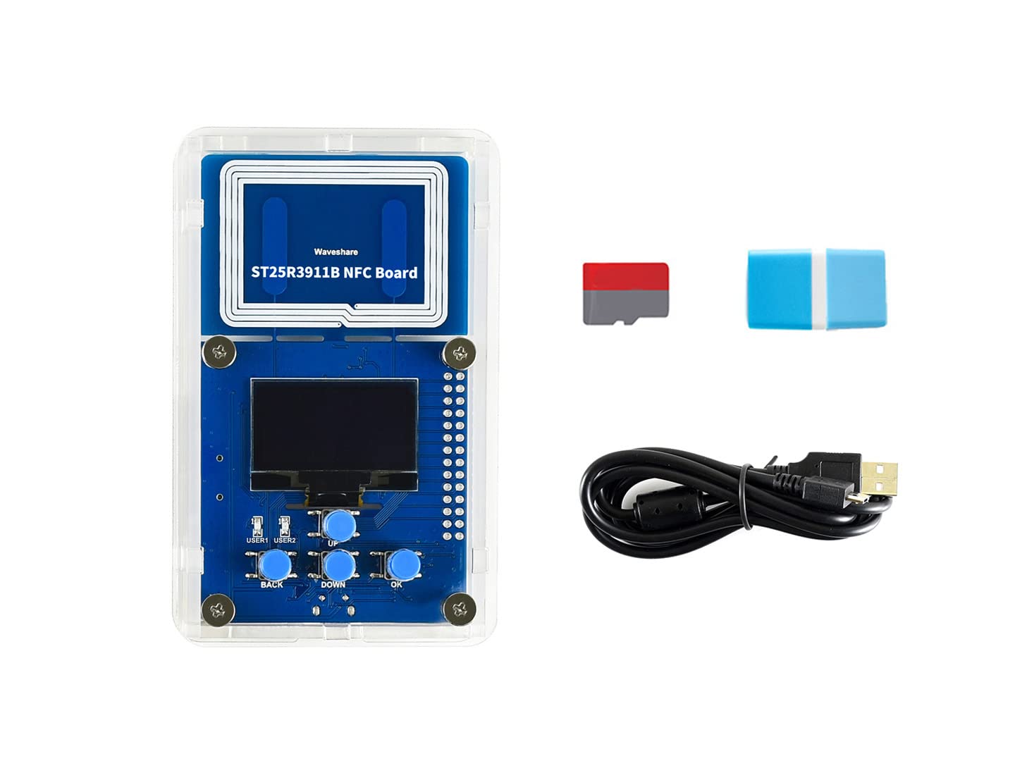 Waveshare ST25R3911B NFC Evaluation Kit with NFC Reader TF Card USB Cable for NFC-Related Learning Developing Ideal Choice for Refreshing Passive NFC-Powered E-Papers