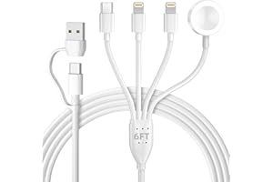 HANCENDA 4 in 2 Apple Watch Charger, USB C Apple Watch Charger Cable for Apple Watch/iPhone, Watch Magnetic Charging Cord for iWatch Series SE/8/7/6/5/4/3/2 - Wireless Travel Watch Charger AirPods&iPad-6FT
