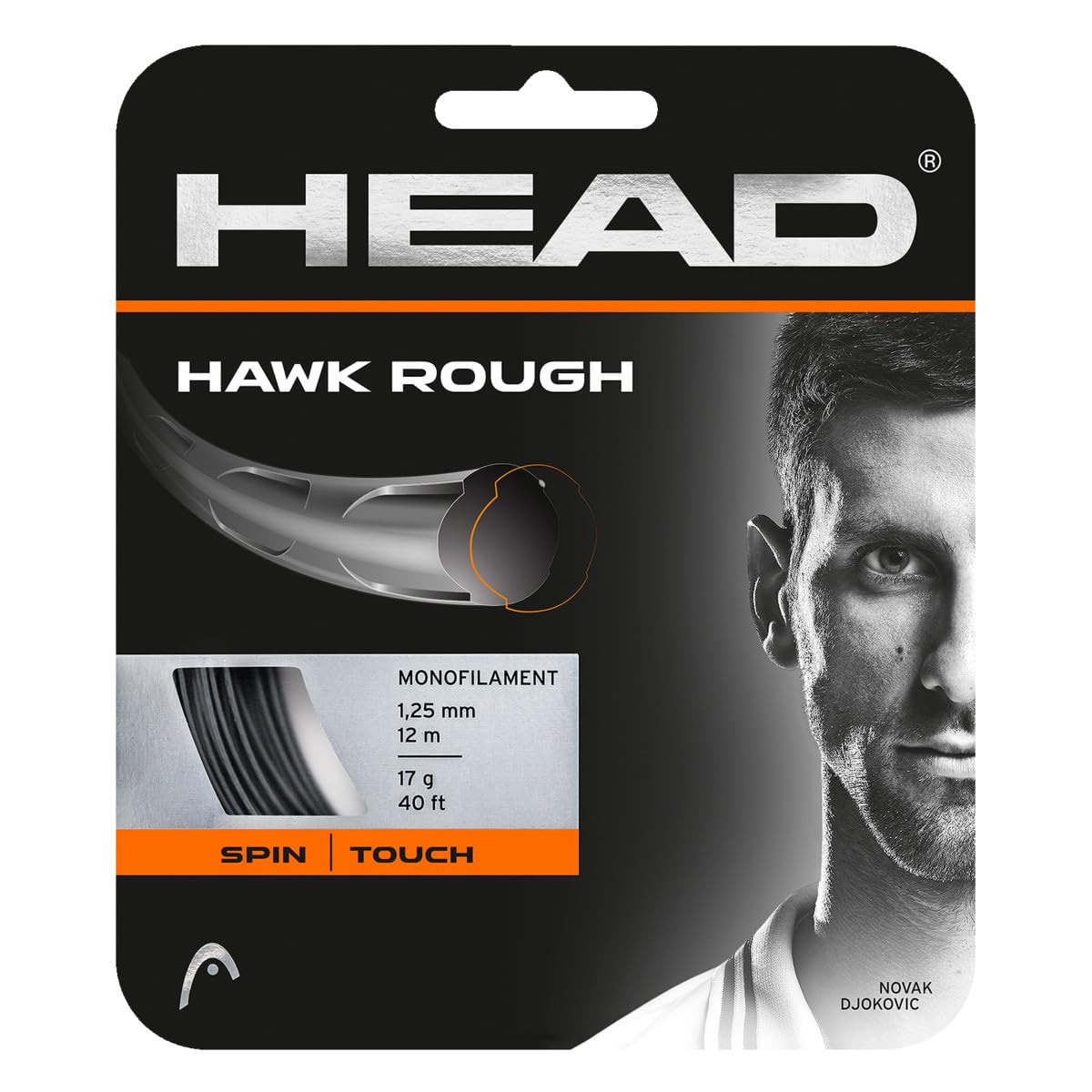HEAD Unisex - Adult Hawk Rough Tennis String - Anthracite, 16