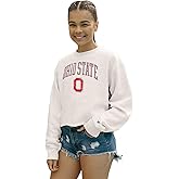 Blue 84 NCAA womens Ncaa Officially Licensed Crop Crewneck Sweatshirt Vintage Arch Over White