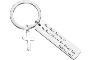 MAOFAED Religious Jewelry Bible Verse Keychain Run With Endurance the Race That Is Set Before You Hebrews 12:1