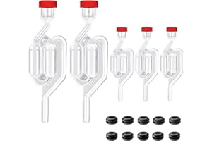 Zazolyne 5Pack Fermentation Airlock,Twin Bubble Fermenting Improved High Transparency S Shape with 10pcs Grommets Drilled 3/8’’ Hole