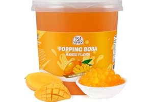 52USA Mango Popping Boba Peals 7.05 Pound, Bursting Boba Pearls for Bubble Tea, Beverages, Ice Cream, Shakes, Yogurt, Desserts, Smoothies & Drinks Toppings