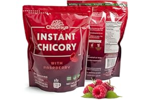 CHICORAYA Instant Chicory Cofee - Best for Decaf and Diet - Keto & Vegan Beverage Blend - Coffeine-Free Cofee Substitute Alternative - Roasted Root Powder, No Sugar (Raspberry, 14.1 oz)
