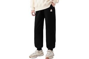 Happy Cherry Girls Kids Warm Joggers Sweatpants with Pockets Elastic Waist Long Pants for Workout Running