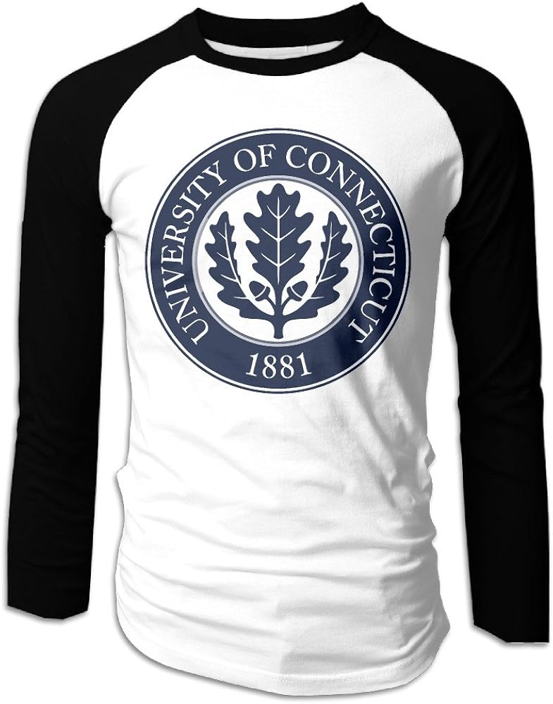 COMAN University of Connecticut Men's Crew Neck Raglan Long Sleeve TShirt Black
